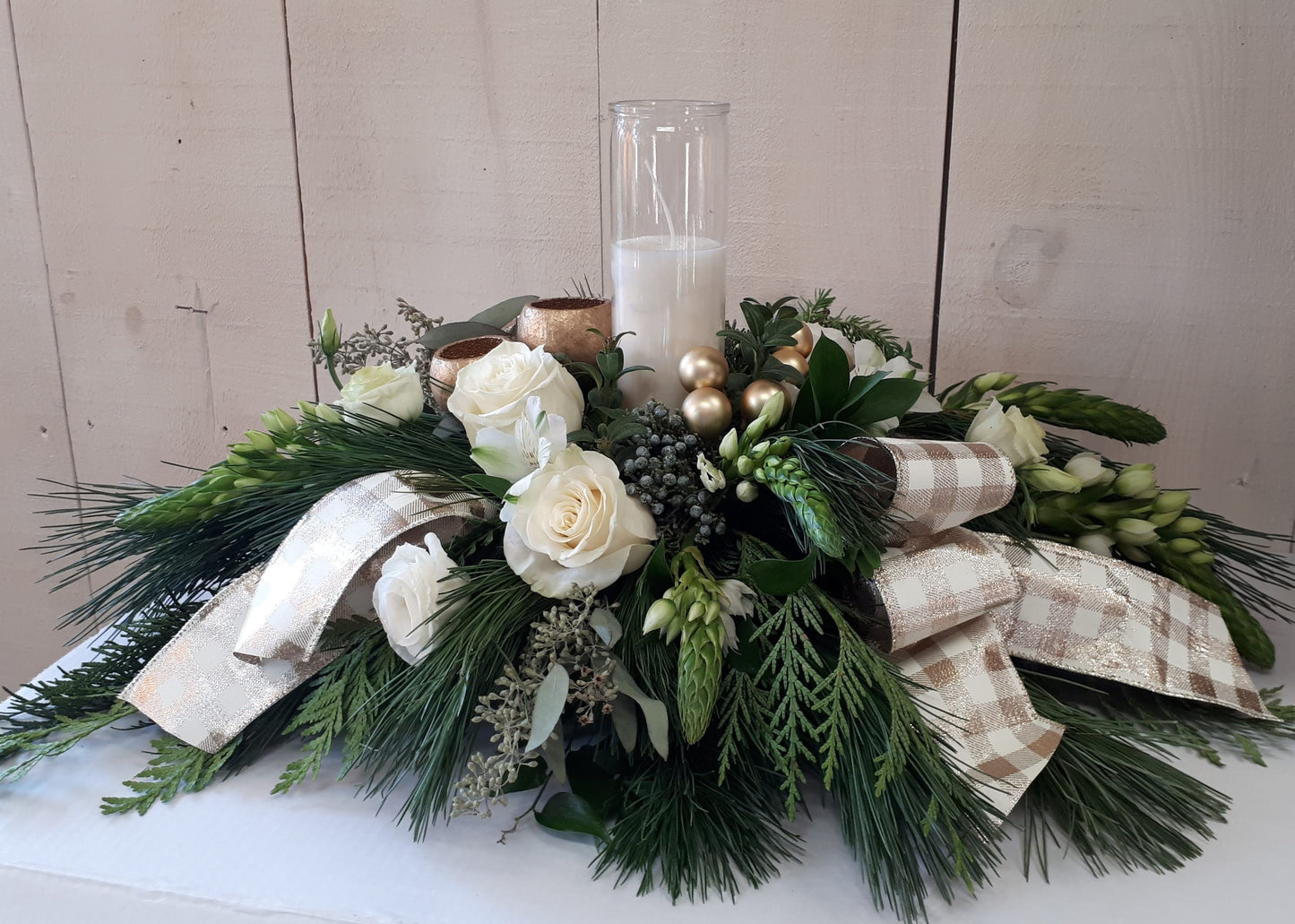 Classic White Christmas Centerpiece