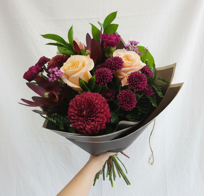 Deep Garden Glow Hand-Tied Bouquet